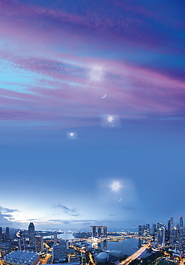 唯美新加坡城市旅游海報背景設計