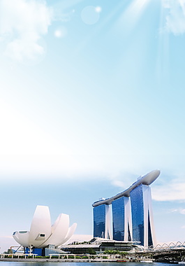新加坡標志性建筑旅游海報背景設計