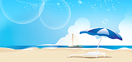 夏天卡通海滩背景