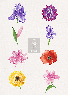 水彩手繪花卉花朵矢量素材