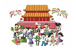 7卡通兒童節祖國的花朵png元素
