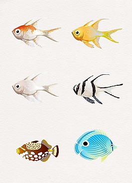 卡通可愛魚類魚群
