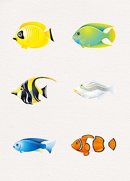 精致彩色卡通魚群