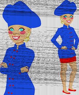 可愛的女廚師人物插畫