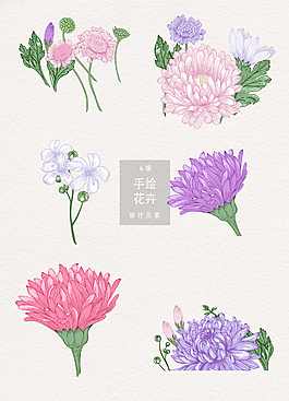 矢量唯美手繪花卉素材