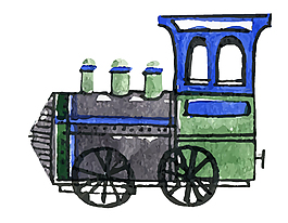 手繪彩色車車元素
