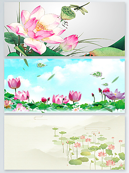 小清新荷花池塘背景
