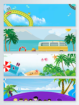 海邊度假清涼一夏banner背景