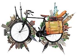 卡通自行车世界地标png元素