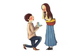 卡通男士向女孩表白png元素