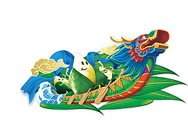 精美龍舟粽子元素