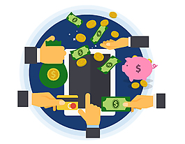 卡通金幣銀行卡元素