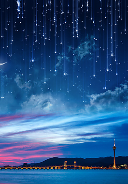 藍(lán)色星空城市背景