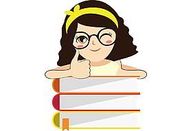 卡通扁平課本女學(xué)生png元素