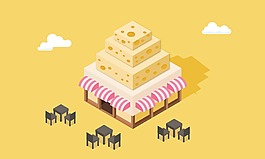 甜品店蛋糕插畫