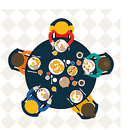 幸福一家人吃飯插畫