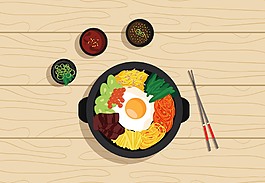 美味的石鍋拌飯插畫
