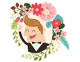 浪漫花環(huán)新郎元素