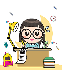 卡通手繪高考沖刺女孩插畫元素
