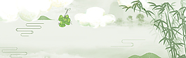 端午节中国风手绘小清绿色banner背景