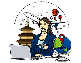 卡通手繪世界旅游服務AI元素