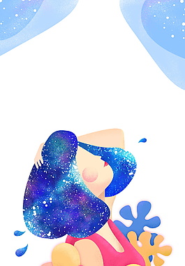 夢幻扁平化女人節(jié)海報背景圖