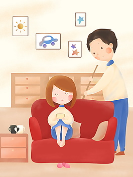 卡通情侶海報(bào)背景素材