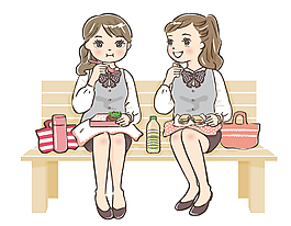 卡通可爱女孩午餐元素