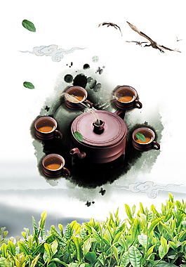 復(fù)古水墨中國(guó)風(fēng)茶道背景