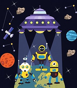 外星機器人ai矢量素材下載