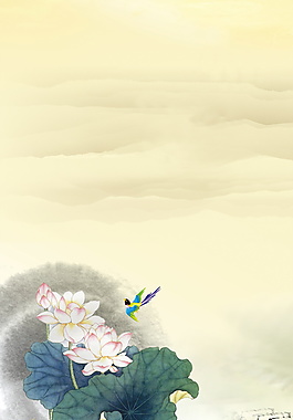 古風大氣荷花海報背景