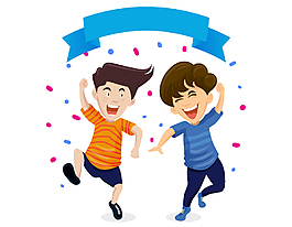 卡通手繪朋友歡快慶祝矢量元素