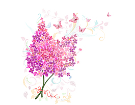 清新粉色花朵元素
