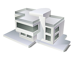 卡通简约白色楼房建筑模型矢量元素