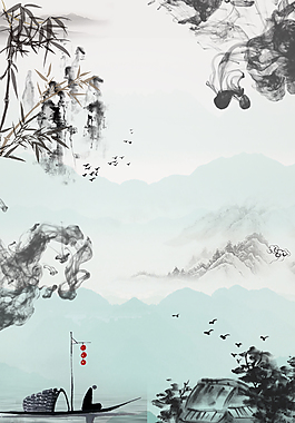 中國風山水意境裝飾背景