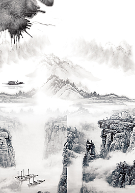 中國風(fēng)山水意境裝飾背景