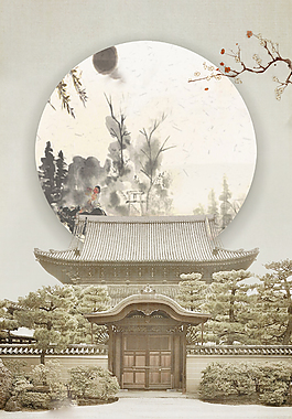 唯美山水意境裝飾背景