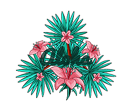 卡通清新針葉粉色花朵矢量元素
