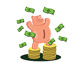 卡通投資理財金幣錢矢量元素