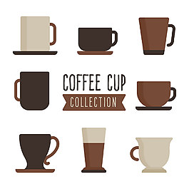 8款传统大气咖啡杯设计插画元素
