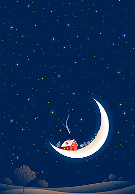 唯美蓝色夜晚星空背景