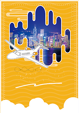 清新海港夜景廣告背景