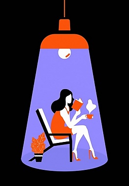灯光美女看书ai矢量素材下载