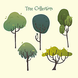 5棵绿树合集装饰设计