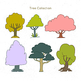 彩色卡通树装饰素材