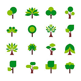 各种卡通绿树合集矢量图