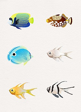 彩色卡通設計魚類魚群