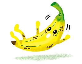 手绘摔倒的香蕉大王矢量图