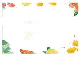 卡通果汁柠檬水果边框png元素