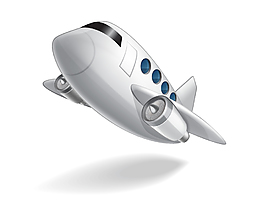 卡通白色飛機客機元素
